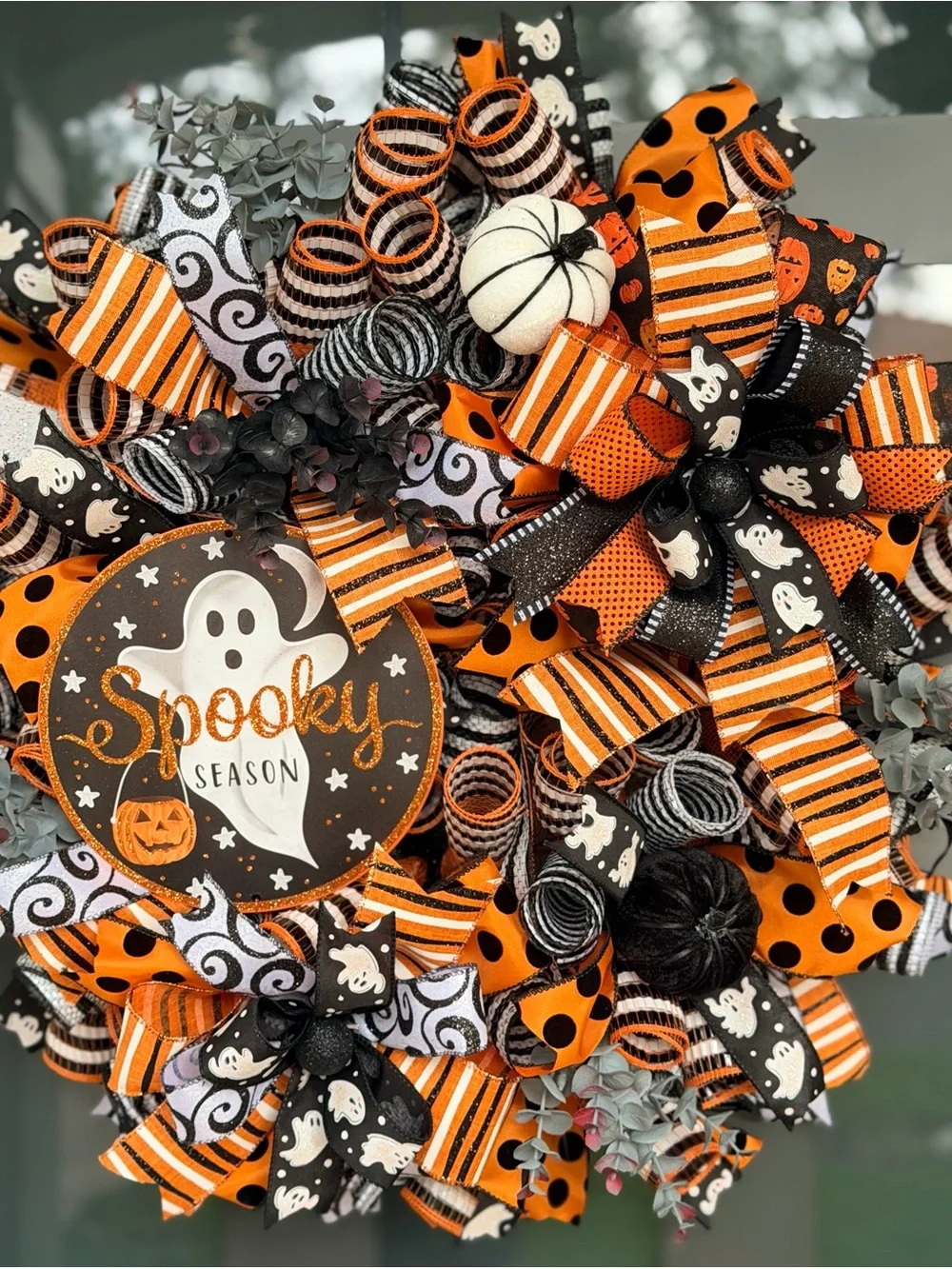 🎃 Spooky Season Halloween Wreath – Handmade Halloween Front Door Wreath 🧡🖤